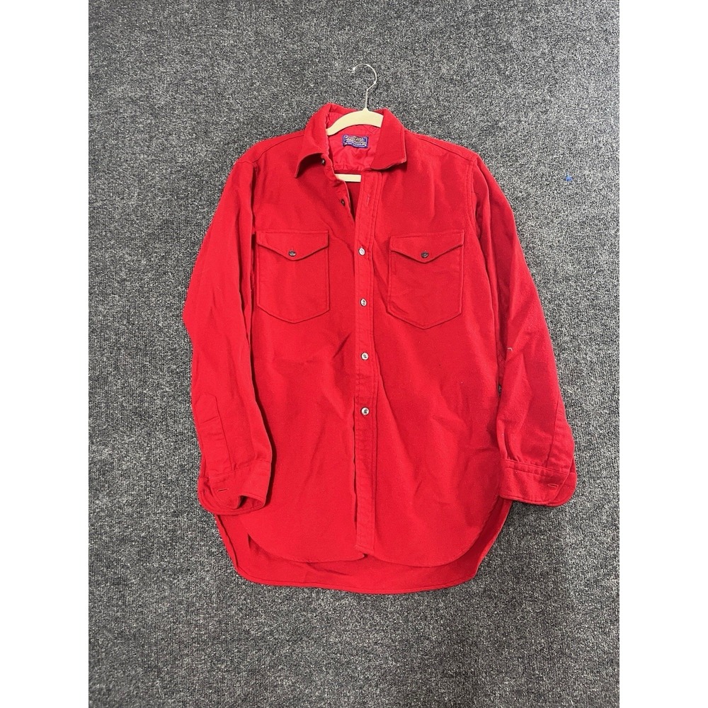 Pendleton Men's Woolen Mills Red Button Up Shirt Jacket Medium 15.5"
